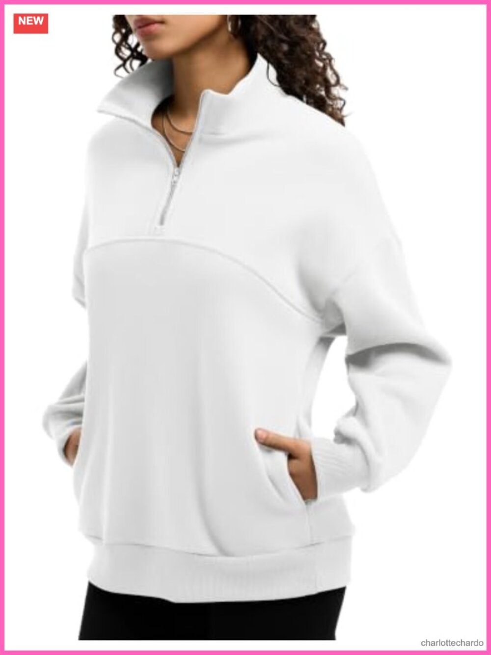 Women's Quarter Zip Fleece Pullover Oversized Relaxed Fit